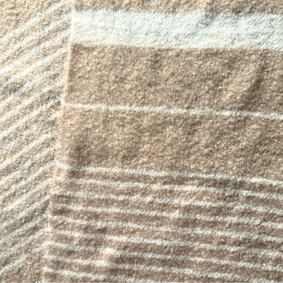 C’EST MOI ultra-soft neutral striped casual muffler scarf in tan & white acrylic - Picture 3 of 5